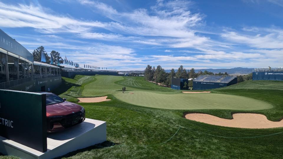 The 18th green at Castle Pines Golf Club for the 2024 BMW Championship. (Todd Kelly/Golfweek)