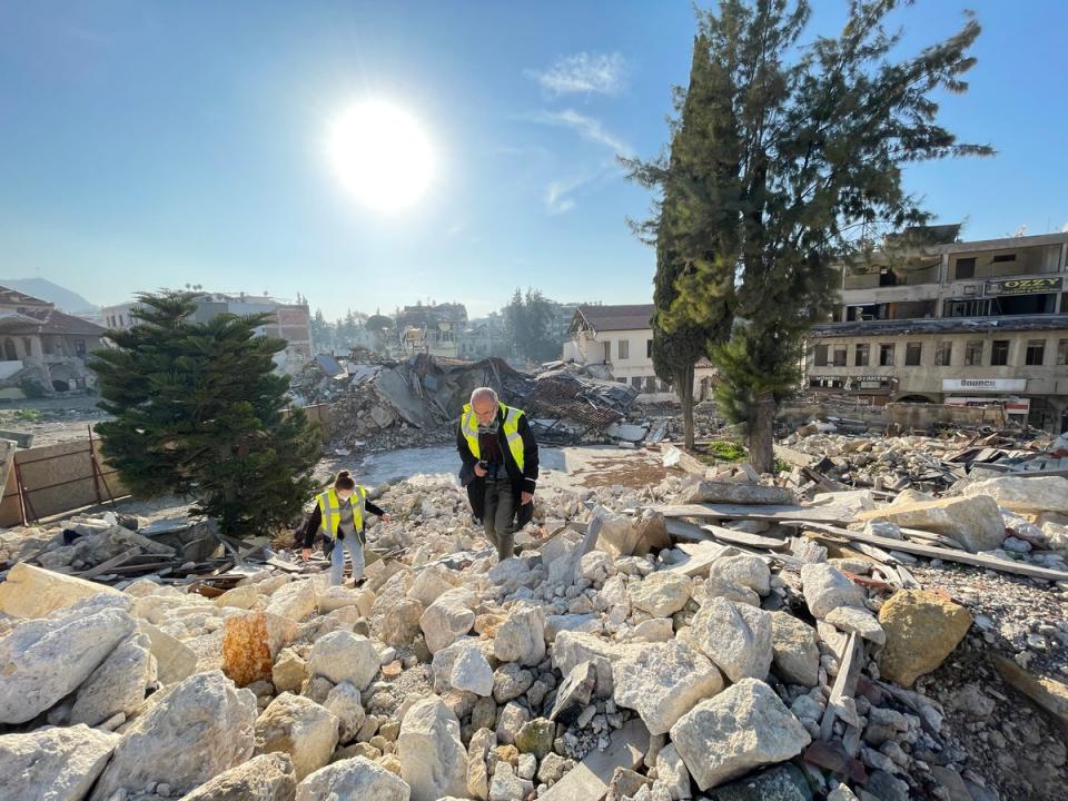 Devastation near the site of Antioch Greek Orthodox Church, Antakya, Turkey (WMF)