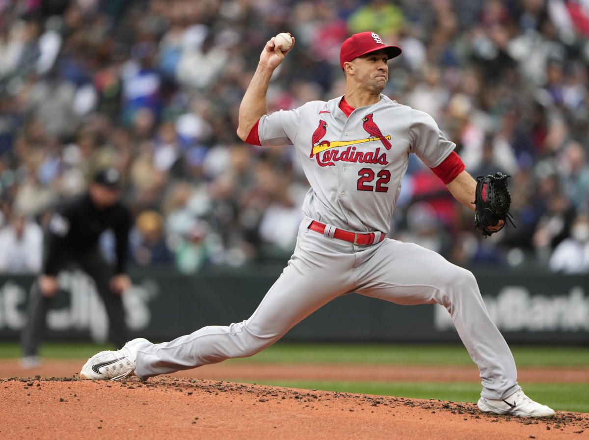 Lars Nootbaar of the St. Louis Cardinals reacts to a called strike