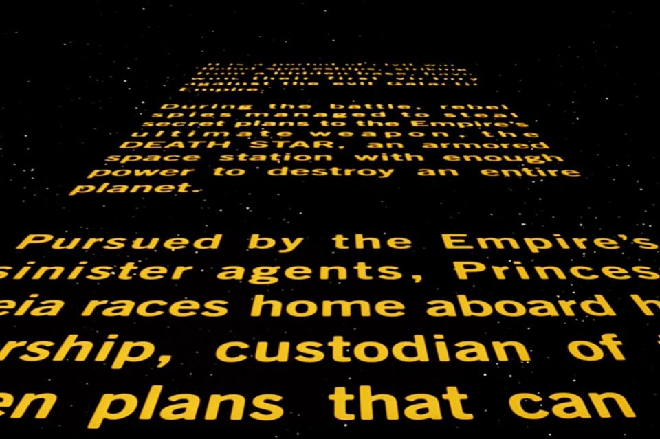 Part of the ‘opening crawl’ for ‘Star Wars: A New Hope' (LucasFilm)