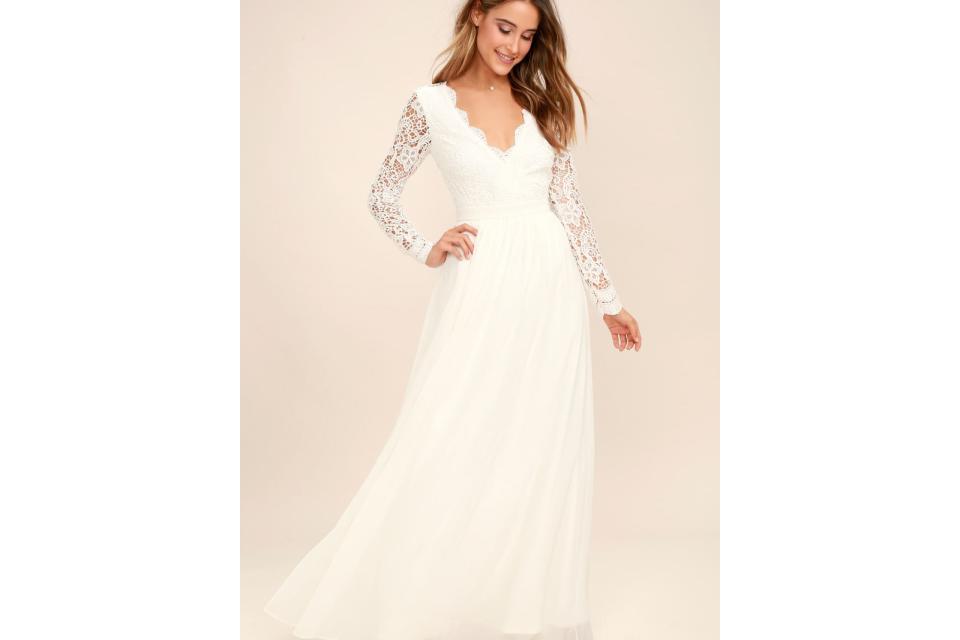 Awaken My Love White Long Sleeve Lace Maxi Dress