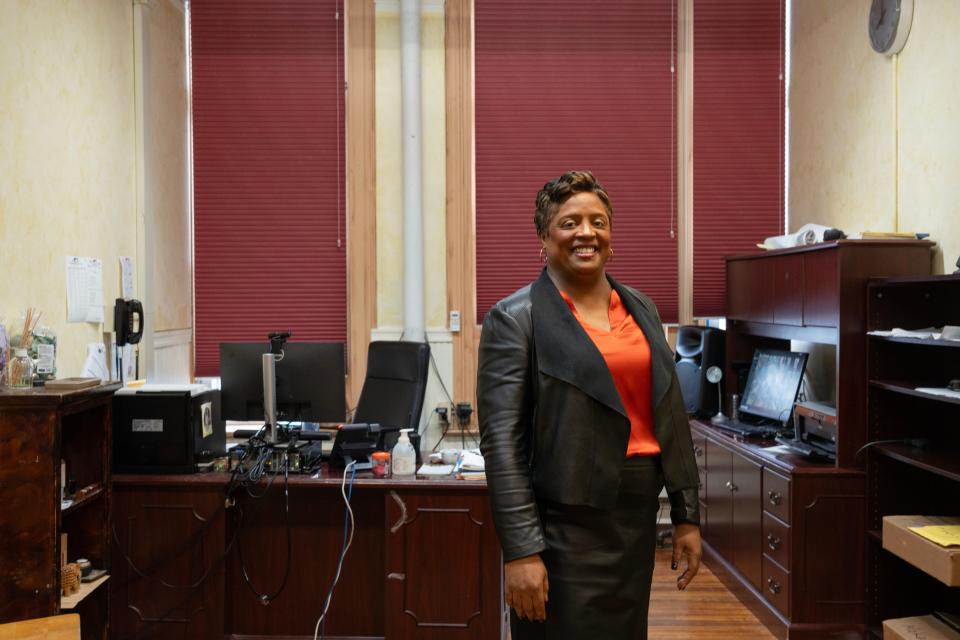 Principal Nicole Payne of Al-Moody Academy High School, which is an alternative high school in Paterson, NJ The school offers programs for students which include gardening.