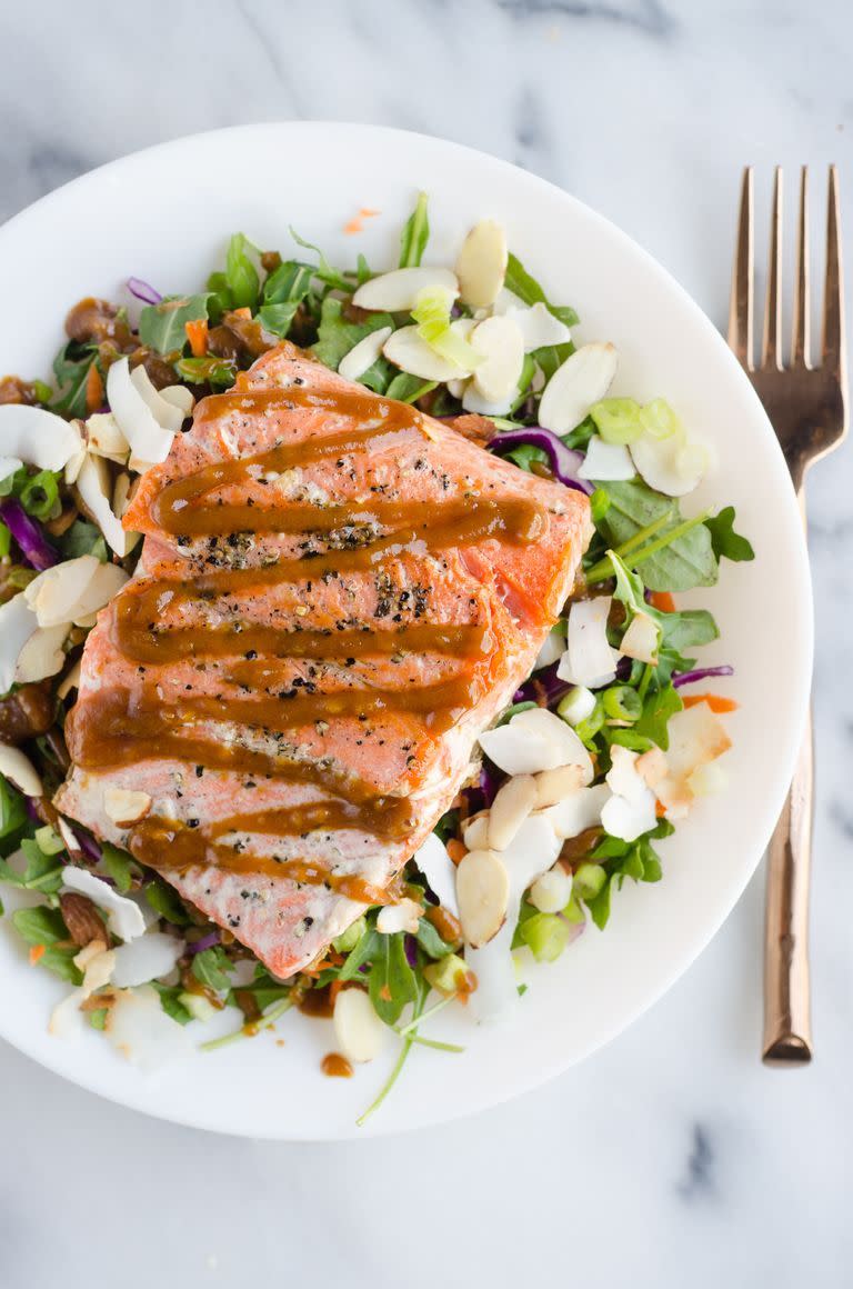 salmon recipes thai inspired salad peanut dressing