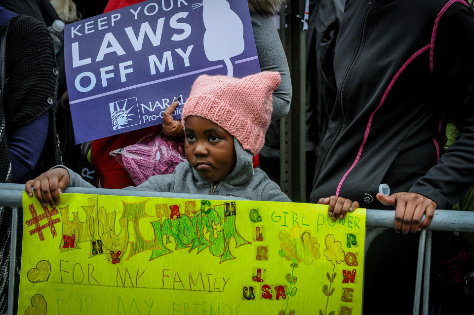 <p>Zyah Brown, 5, DC said “I wanna tell Donald Trump he needs to be nice to girls.” Thousands of demonstrators gather in the Nation’s Capital for the Women’s March on Washington to protest the policies of President Donald Trump. January 21, 2017. (Photo: Mary F. Calvert for Yahoo News) </p>