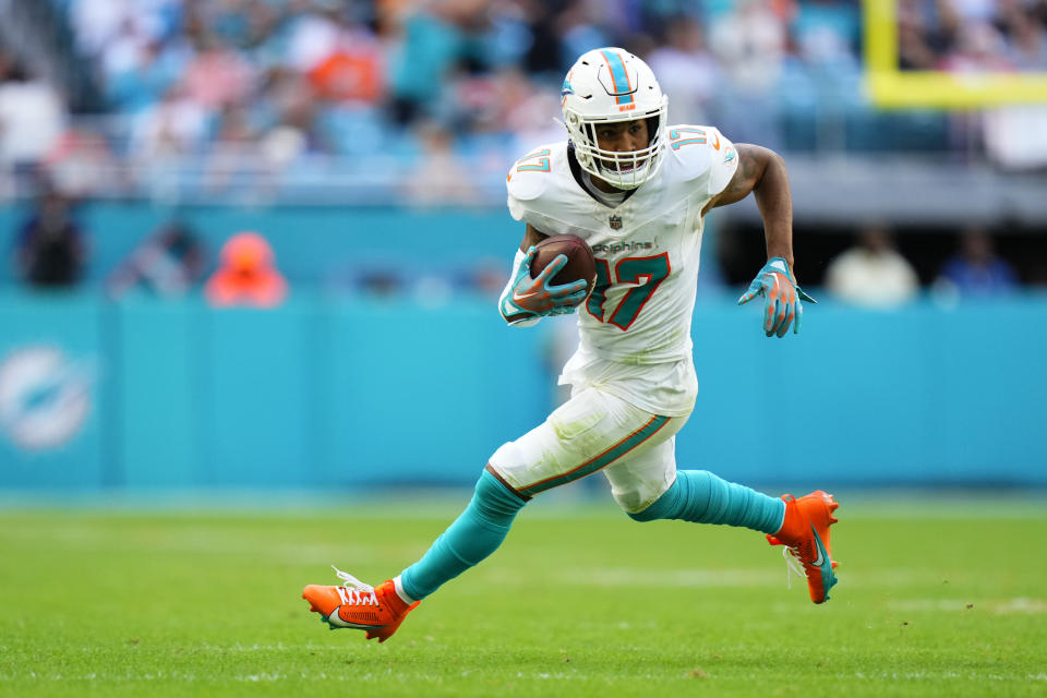 Jaylen Waddle #17 of the Miami Dolphins 