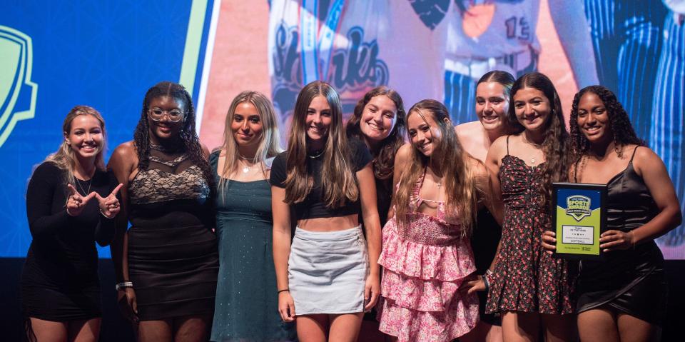 The Spanish River softball team receives the Team of the Year award during the Palm Beach County High School Sports Awards held on Friday, June 9, 2023, at the Kravis Center for the Performing Arts in downtown West Palm Beach, Fla.