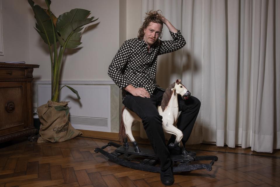 Caleb Landry Jones poses for a portrait photograph to promote the film 'Dogman' during the 80th edition of the Venice Film Festival in Venice, Italy, on Thursday, Aug. 31, 2023. (Photo by Vianney Le Caer/Invision/AP)