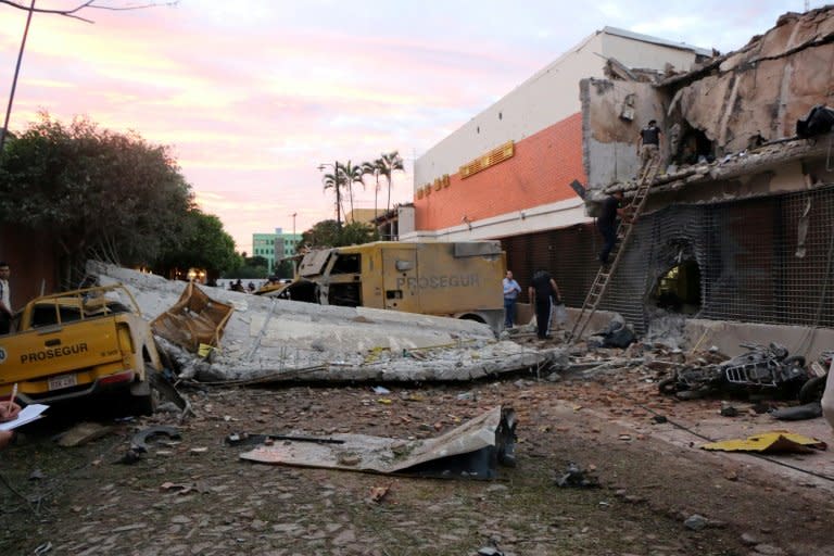 The damage caused by gangsters who used explosives to rob a security company of millions of dollars in Ciudad del Este, Paraguay