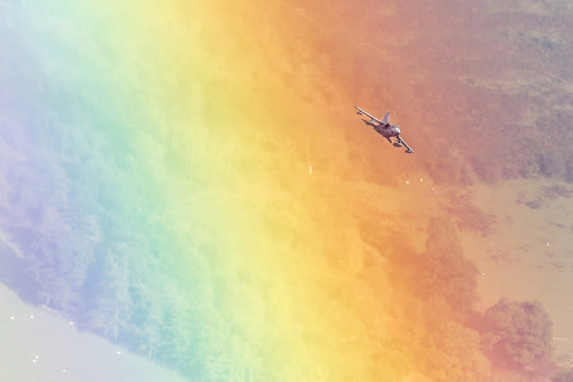 RAF fighter jet flies 'through' spectacular rainbow