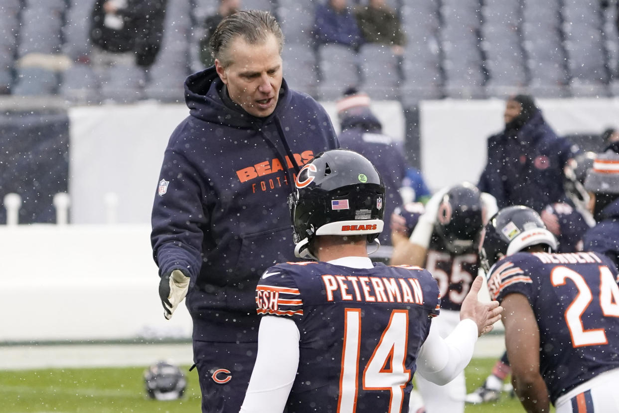 Chicago Bears head coach Matt Eberflus led his team to another win Sunday. (AP Photo/David Banks)