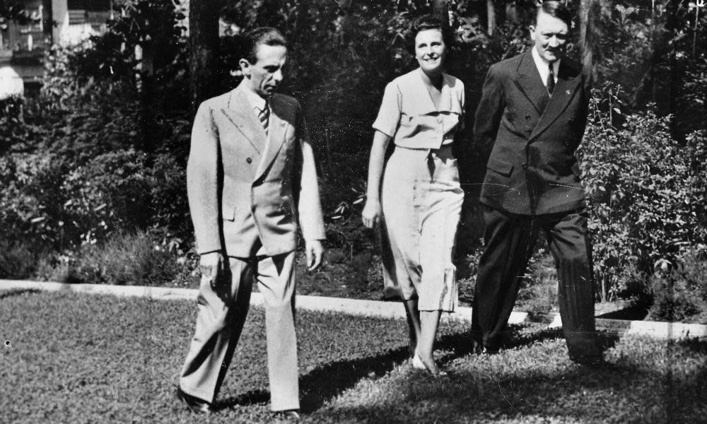 L-R: Joseph Paul Goebbels, Leni Riefenstahl and Adolf Hitler