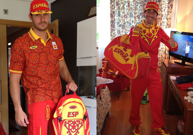 <b>Spain Olympic Uniform 2012</b> <br> The Spanish kit, designed by Russian company Bosco, looks more suited to a fast-food chain than the Olympic stadium. The look on these athletes' faces says it all...<br> © Saul Sraviotto / Alex Fabregas