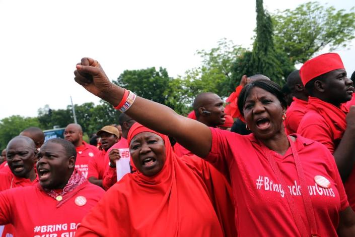 Members of the Bring Back Our Girls group march in Abuja, on July 8, 2015 (AFP Photo/Philip Ojisua)