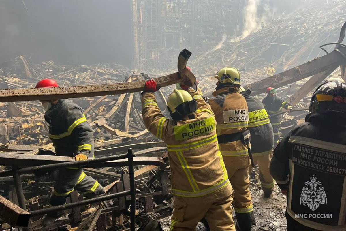 The fire destroyed the inside of the venue (RUSSIAN EMERGENCY MINISTRY/AFP v)