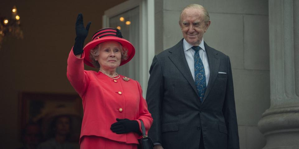 Queen Elizabeth II (Imelda Staunton) with Prince Philip (Jonathan Pryce) (Justin Downing/Netflix)