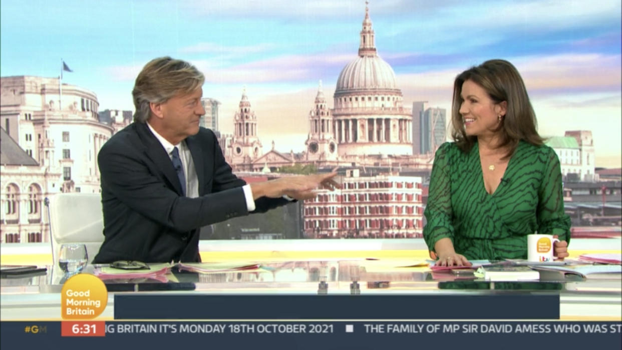 Good Morning Britain, Richard Madeley and Susannah Reid suspend social distancing (ITV)