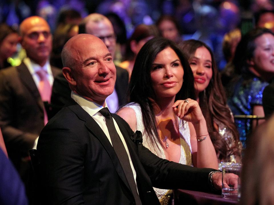 Jeff Bezos at a gala event with his partner Lauren Sanchez.