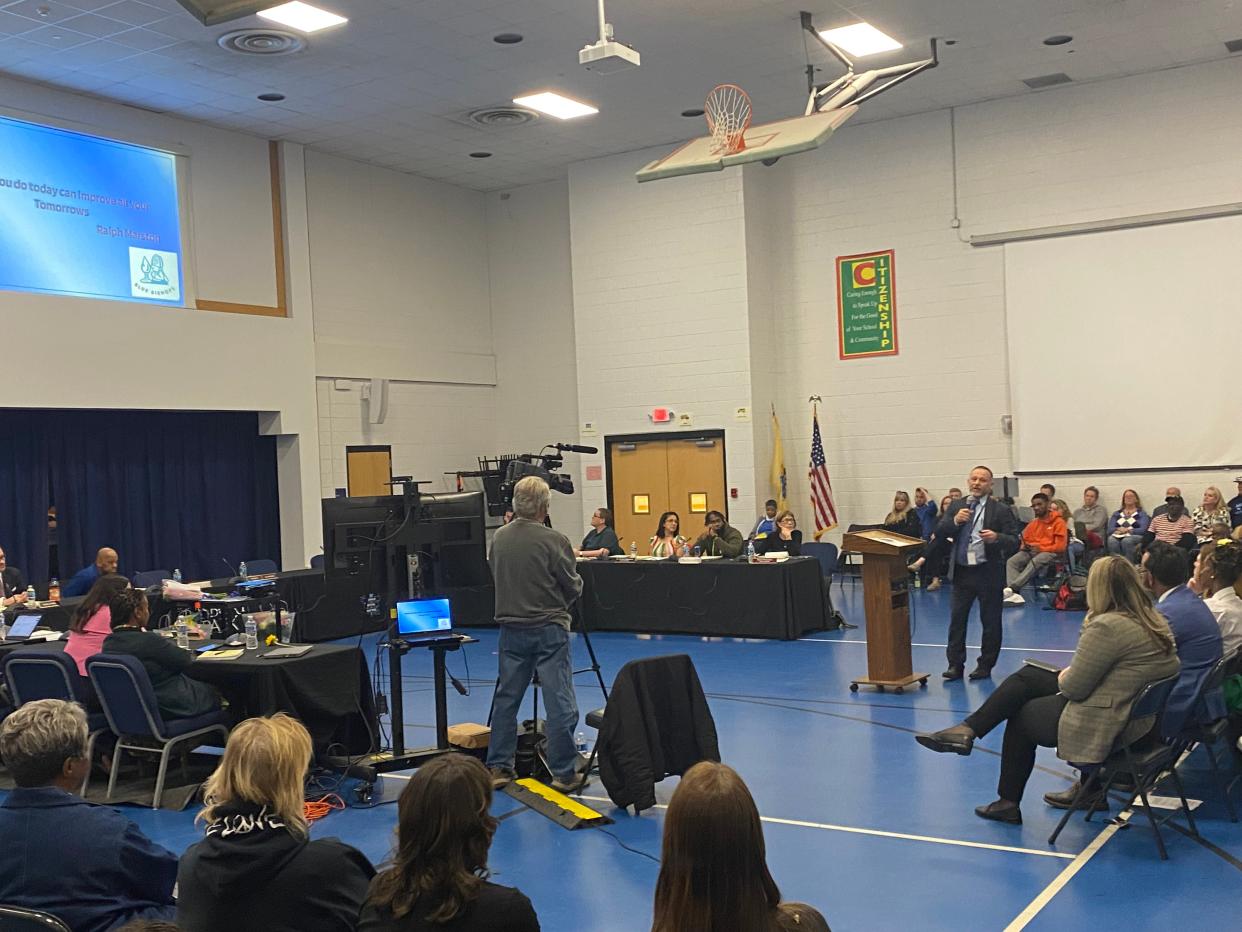 Asbury Park Acting Schools Superintendent Mark Gerbino speaks to the Board of Education on April 25, 2024.