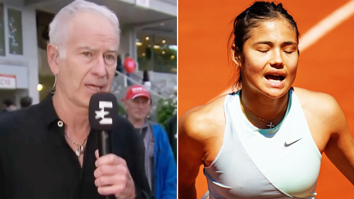 John McEnroe says he can't understand Emma Raducanu's decision to churn through tennis coaches. Pic: Eursport/Getty