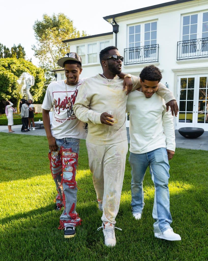 Diddy’s seven kids are frequently featured on his soclal media. Here he is seen with Christian (left) and Justin on Father’s Day. diddy/Instagram