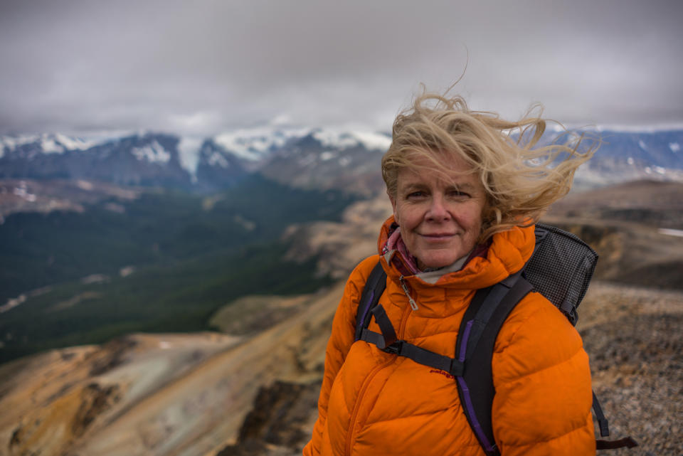 Kris Tompkins on her hike up the mountain range in Patagonia, Chile. (Jimmy Chin)