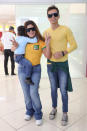 <p>Mara Maravilha levou a família de verde e amarelo para votar neste domingo (Foto: Lucas Ramos/Brazil News)</p> 