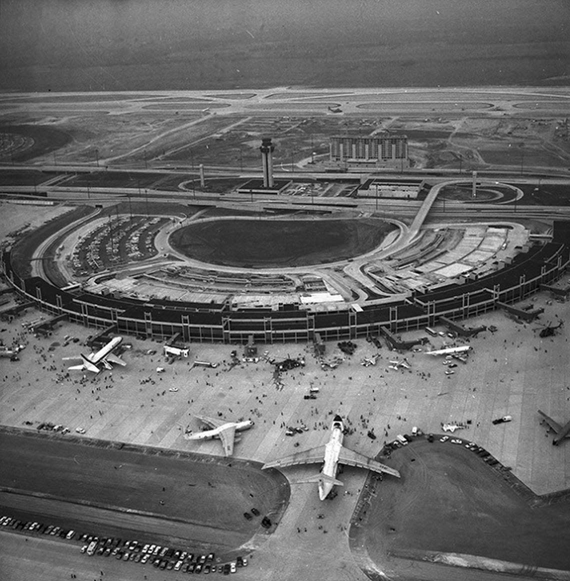 Sept. 23, 1973: Aerial view of the American Airlines terminal at the Dallas-Fort Worth Airport prior to its dedication 09/23/1973.