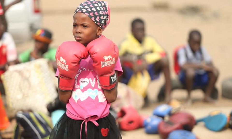 Boxing training at a gym in Lagos. 