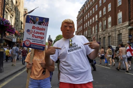 Supporters of the US president at a pro-Trump rally in London on Saturday