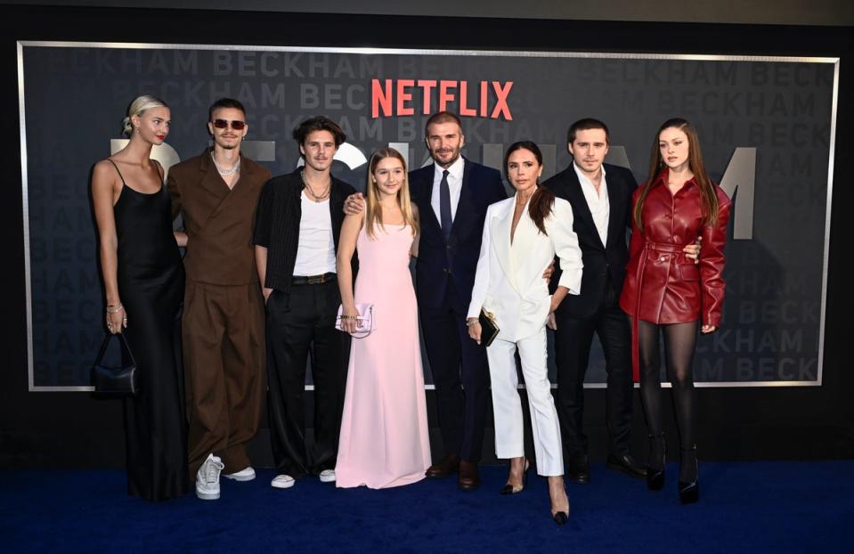 Cruz Beckham stepped out with his family for the launch of dad David’s Netflix documentary (Gareth Cattermole/Getty Images)