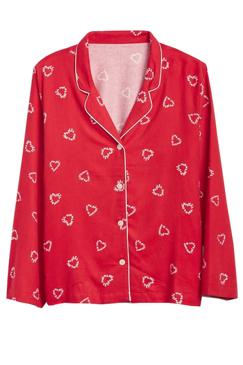 6) Flannel Print Pajama Top