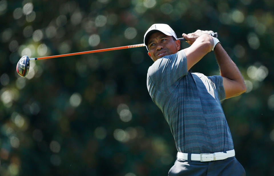 ATLANTA, GA - SEPTEMBER 22: Tiger Woods watches his tee shot on the fifth hole during the third round of the TOUR Championship by Coca-Cola at East Lake Golf Club on September 22, 2012 in Atlanta, Georgia. (Photo by Scott Halleran/Getty Images)