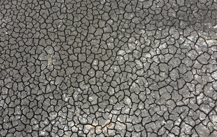 FILE - Cracked earth is visible at a dry lake bed near the village of Conoplja, 150 kilometers northwest of Belgrade, Serbia, Aug. 9, 2022. Widespread drought that dried up large parts of Europe, the United States and China this past summer was made 20 times more likely by climate change, according to a new study. (AP Photo/Darko Vojinovic, File)