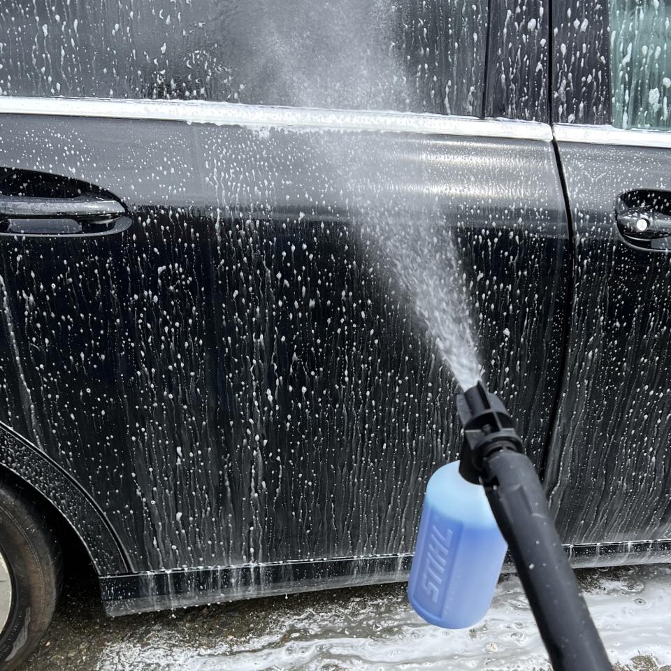 soaping car with pressure washer