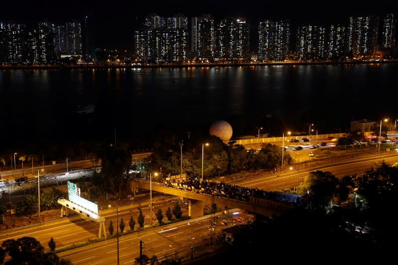 Protesters at the Chinese University in Hong Kong