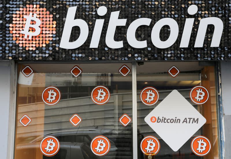 FILE PHOTO: A Bitcoin digital currency ATM shop is seen in Marseille