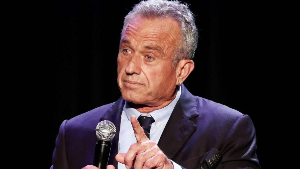 PHOTO: FILE - Democratic presidential candidate Robert F. Kennedy Jr. speaks at a Hispanic Heritage Month event at Wilshire Ebell Theatre, Sept. 15, 2023 in Los Angeles. (Mario Tama/Getty Images, FILE)