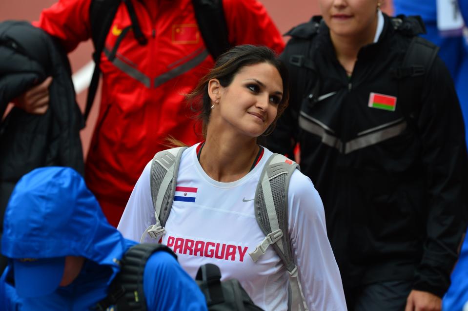 Paraguay's Leryn Franco is pictured during the women's javelin throw qualifying rounds at the athletics event during the London 2012 Olympic Games on August 7, 2012 in London. (GABRIEL BOUYS/AFP/Getty Images)