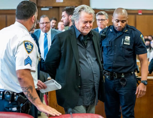 Bannon turned himself in to authorities in New York last month after being accused of duping donors who gave money to build a wall on the U.S.-Mexico border. He pleaded not guilty. (Photo: via Associated Press)