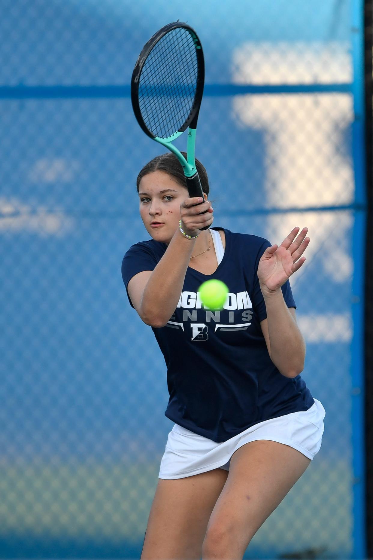 Brighton's Ella Hall plays during a regular season match against Victor, Thursday, Sept. 21, 2023.