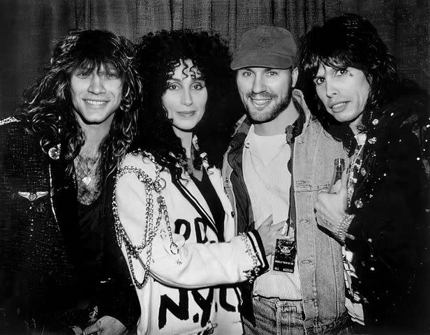 <p>Desmond Child Archives</p> Jon Bon Jovi, Cher, Desmond Child and Steven Tyler