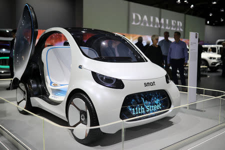 A smart vision EQ fortwo concept vehicle is pictured ahead of the Daimler annual shareholder meeting in Berlin, Germany, May 22, 2019. REUTERS/Hannibal Hanschke