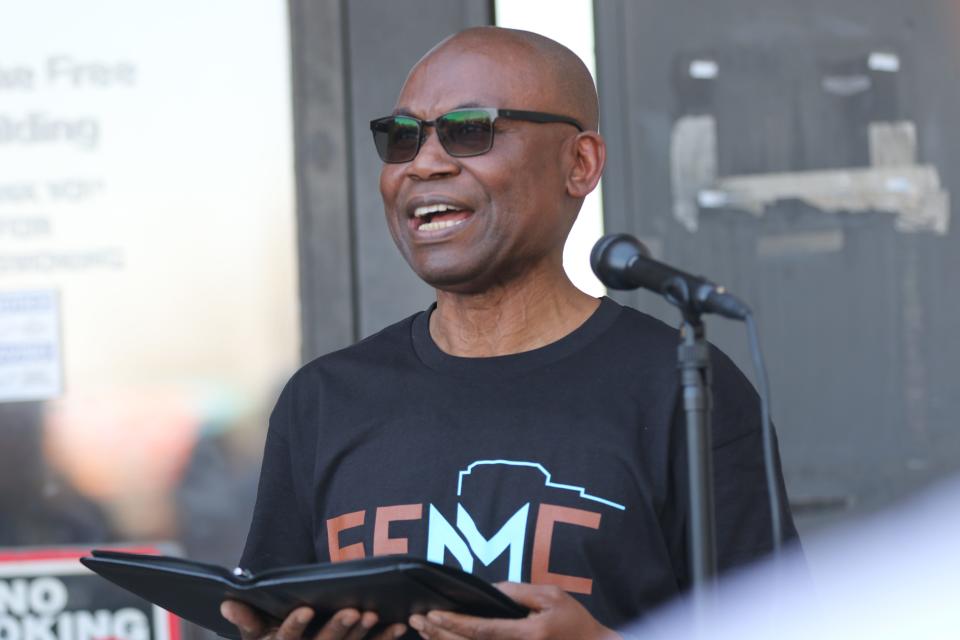 Southeast New Mexico College President Andrew Nwanne speaks during a ceremony celebrating the college's independence, April 11, 2022 in Carlsbad.
