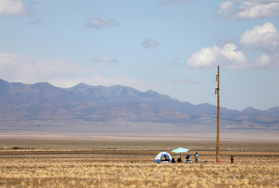 A man at his camp across from the Little A'Le'Inn as an influx of tourists responding to a call to 'storm' Area 51, a secretive U.S. military base believed by UFO enthusiasts to hold government secrets about extra-terrestrials, is expected in Rachel, Nevada, Sept. 19, 2019. (Photo: Jim Urquhart/Reuters)