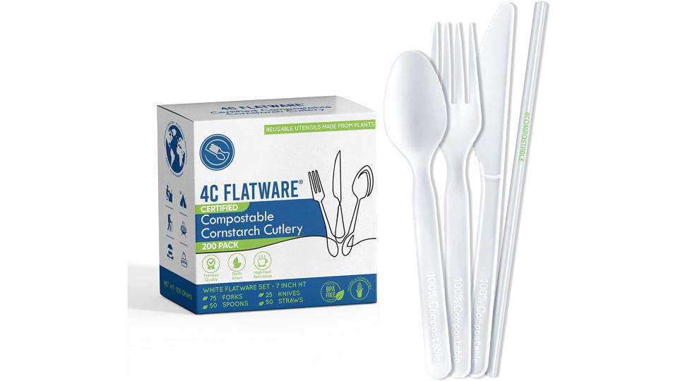 4C Flatware Compostable Cutlery Set - 200 PC Disposable Utensils. (Photo: Amazon SG)