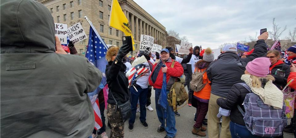 Joseph Fischer, center in red jacket, is seen in photos that were part of an FBI arrest warrant. Joseph Fischer, a former police officer in central Pennsylvania, faces seven charges including disorderly conduct and impeding police officers in the Capitol riot on Jan. 6, 2021. His trial has been on hold since his arrest in February 2021 while he asks the Supreme Court to rule on whether one of the statutes behind an obstruction charge applies to him. More than one in four of the Jan. 6 defendants – including former President Donald Trump – were charged under the same obstruction statute, so the case could have wide-ranging impact.