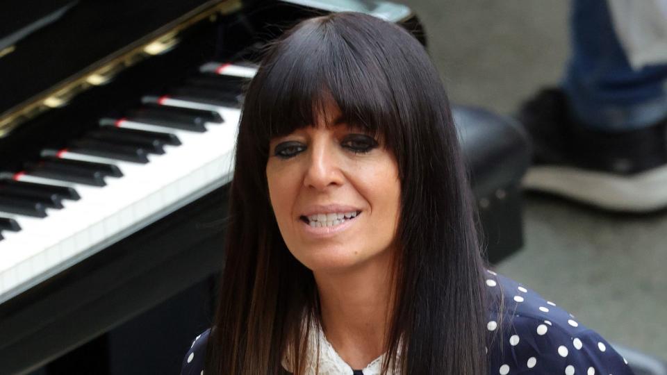 Claudia Winkleman in a spotty dress