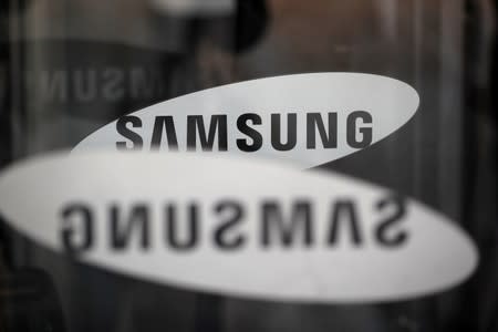 FILE PHOTO: The logo of Samsung Electronics is seen at its office building in Seoul