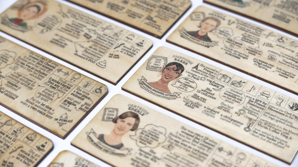 “Who’s She?” uses biography cards with fun facts and anecdotes about each inspiring woman. (Photo: Playeress)