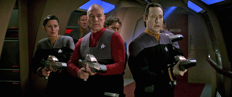 The crew of the Enterprise face off a Borg invasion in Star Trek: First Contact